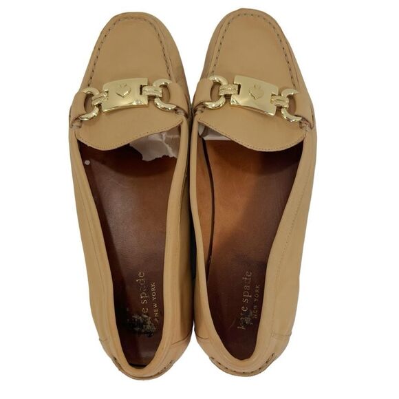 Kate Spade Carson Leather Loafers Beige Tan Flats Driving Shoes - Picture 10 of 10